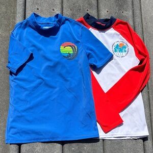 Lands End Rashguard Bundle, Beach Ocean, Red White and Blue, Sun, Size M (5-6)